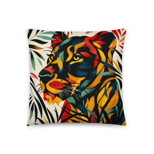 Colorful Tiger Between Leaves Basic Pillow - Image 3