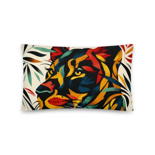 Colorful Tiger Between Leaves Basic Pillow - Image 4