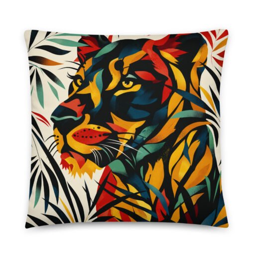 Colorful Tiger Between Leaves Basic Pillow - Image 6