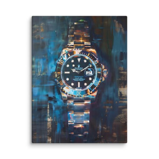 Rolex Hand Watch on Blue and Brown Background Regular Canvas - Image 14