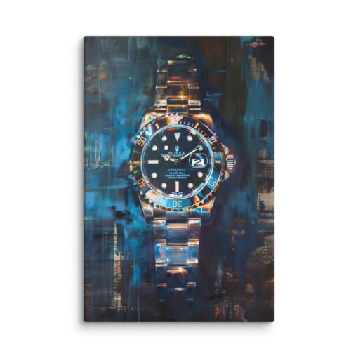 Rolex Hand Watch on Blue and Brown Background Regular Canvas - Image 3
