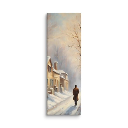 Man Walking Alone in Snowy Town Regular Canvas - Image 6