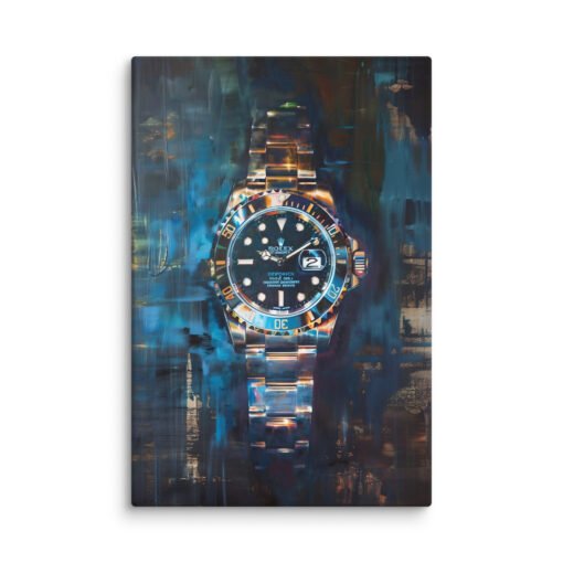 Rolex Hand Watch on Blue and Brown Background Regular Canvas