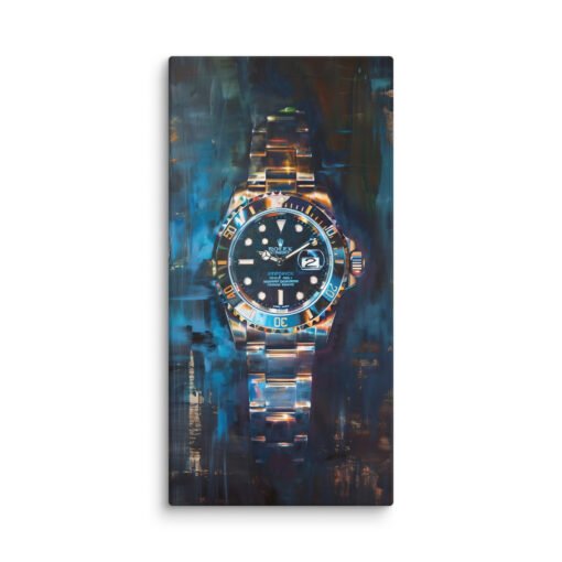 Rolex Hand Watch on Blue and Brown Background Regular Canvas - Image 5