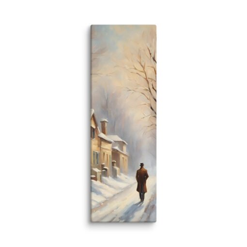 Man Walking Alone in Snowy Town Regular Canvas - Image 9