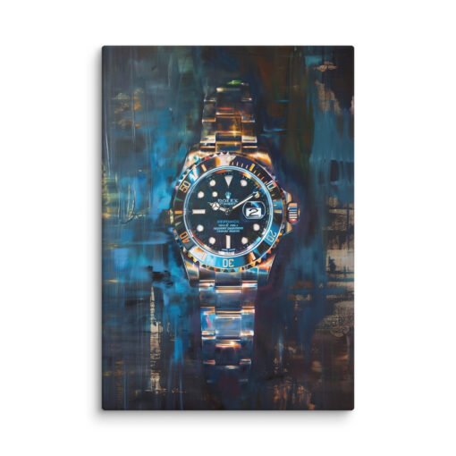 Rolex Hand Watch on Blue and Brown Background Regular Canvas - Image 6