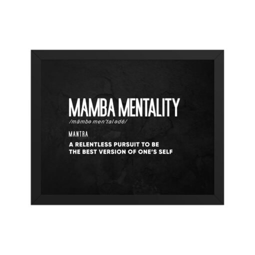 Motivational Mamba Mentality Black Background Framed Poster - Image 2