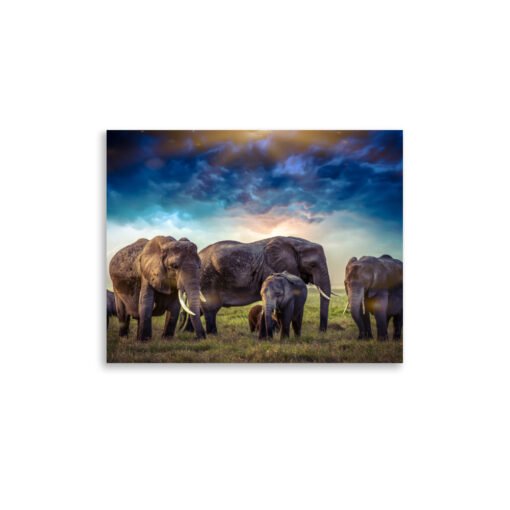 Elephants in Nature with Cloudy Sky Regular Poster - Image 4