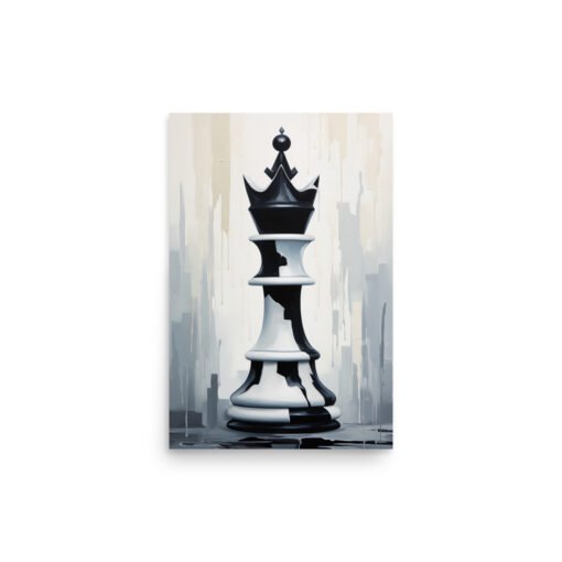 Queen Chess in Black and White Drawing Regular Poster - Image 2