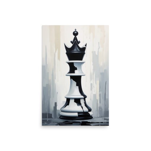 Queen Chess in Black and White Drawing Regular Poster
