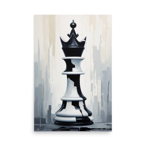 Queen Chess in Black and White Drawing Regular Poster - Image 3