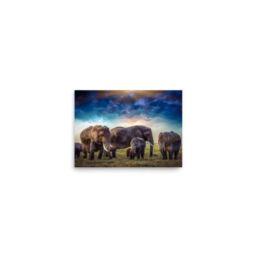 Elephants in Nature with Cloudy Sky Regular Poster - Image 10