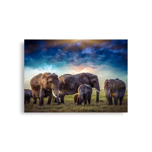 Elephants in Nature with Cloudy Sky Regular Poster - Image 2