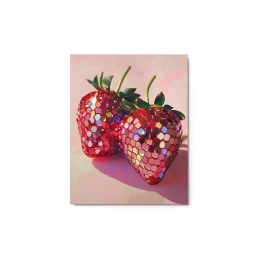 Shiny Strawberry Vintage Glossy Metal prints - Image 2