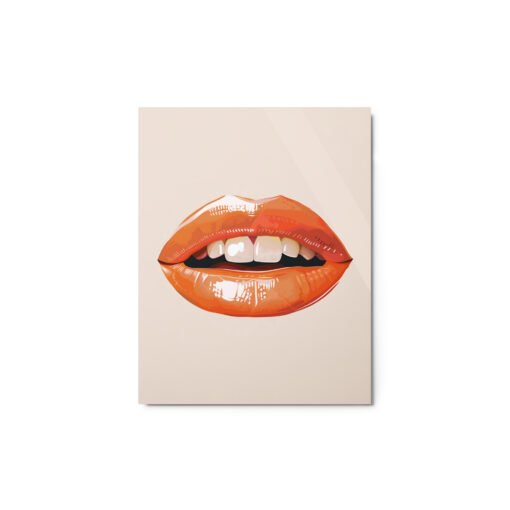 Orange Lips Vintage Art Glossy Metal Prints