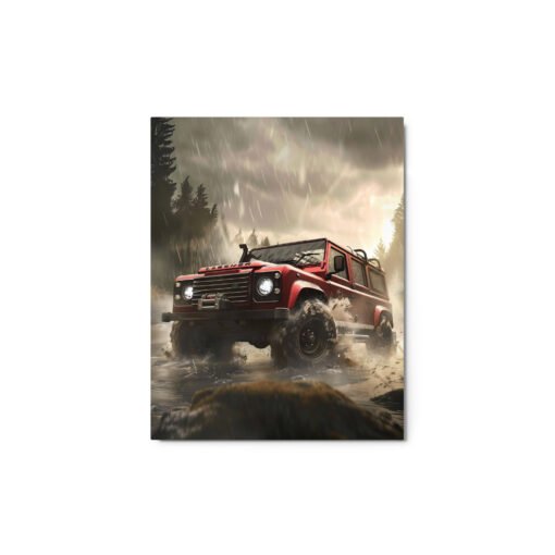 Land Rover Jeep in Rainy Weather Glossy Metal Prints - Image 2