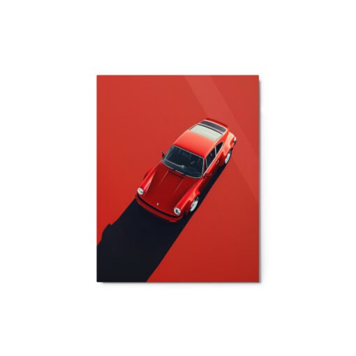 Iconic Old Red Porshe 911 Glossy Metal Print