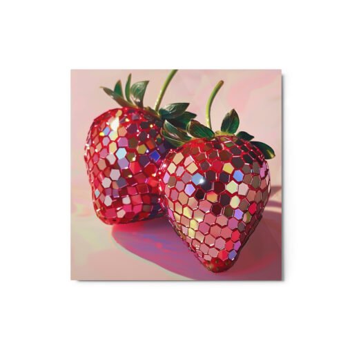Shiny Strawberry Vintage Glossy Metal prints - Image 3