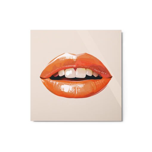 Orange Lips Vintage Art Glossy Metal Prints - Image 3