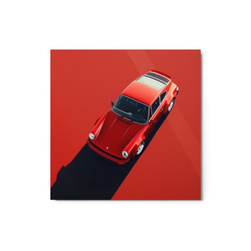 Iconic Old Red Porshe 911 Glossy Metal Print - Image 3