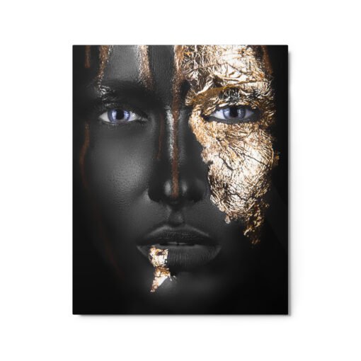 Woman in Gold and Black Glossy Metal prints