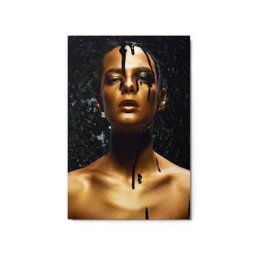 Golden Woman with Black Background Glossy Metal Prints - Image 5