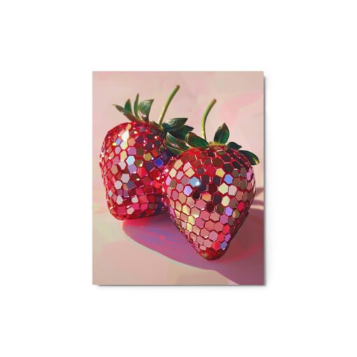 Shiny Strawberry Vintage Glossy Metal prints