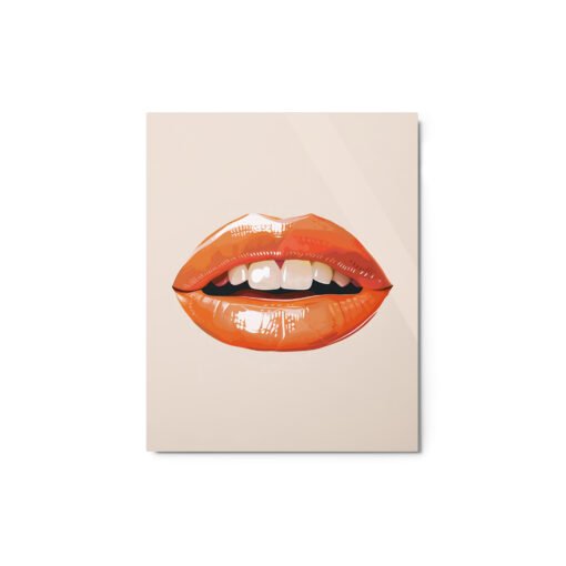 Orange Lips Vintage Art Glossy Metal Prints - Image 2