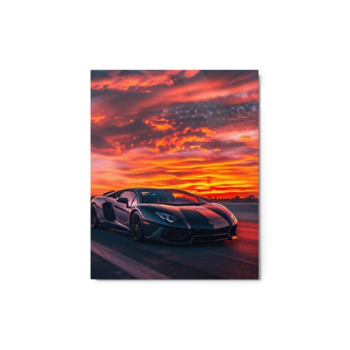 Lamborghini at Sunset Glossy Metal prints