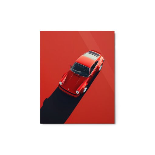 Iconic Old Red Porshe 911 Glossy Metal Print - Image 2