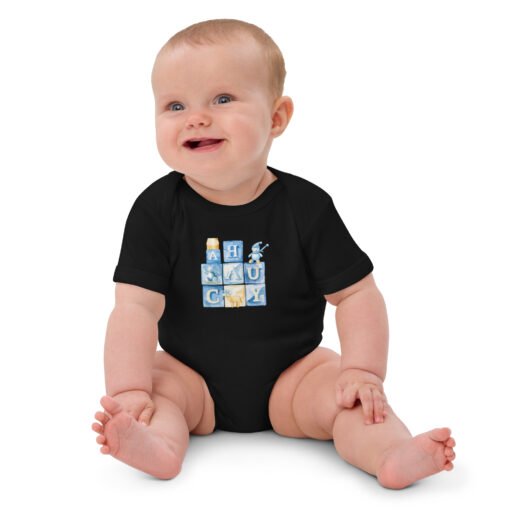 Blue Alphabit Cubes Organic Cotton Baby Bodysuit - Image 6